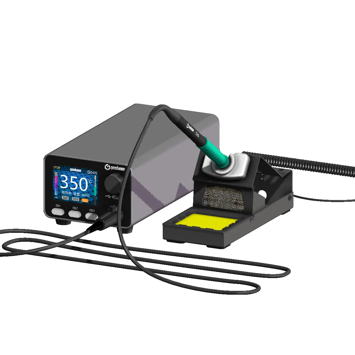 GEEBOON HC24 400W Heavy-duty soldering station compatible with 115/210/245/470/T12 soldering tip color curve display
