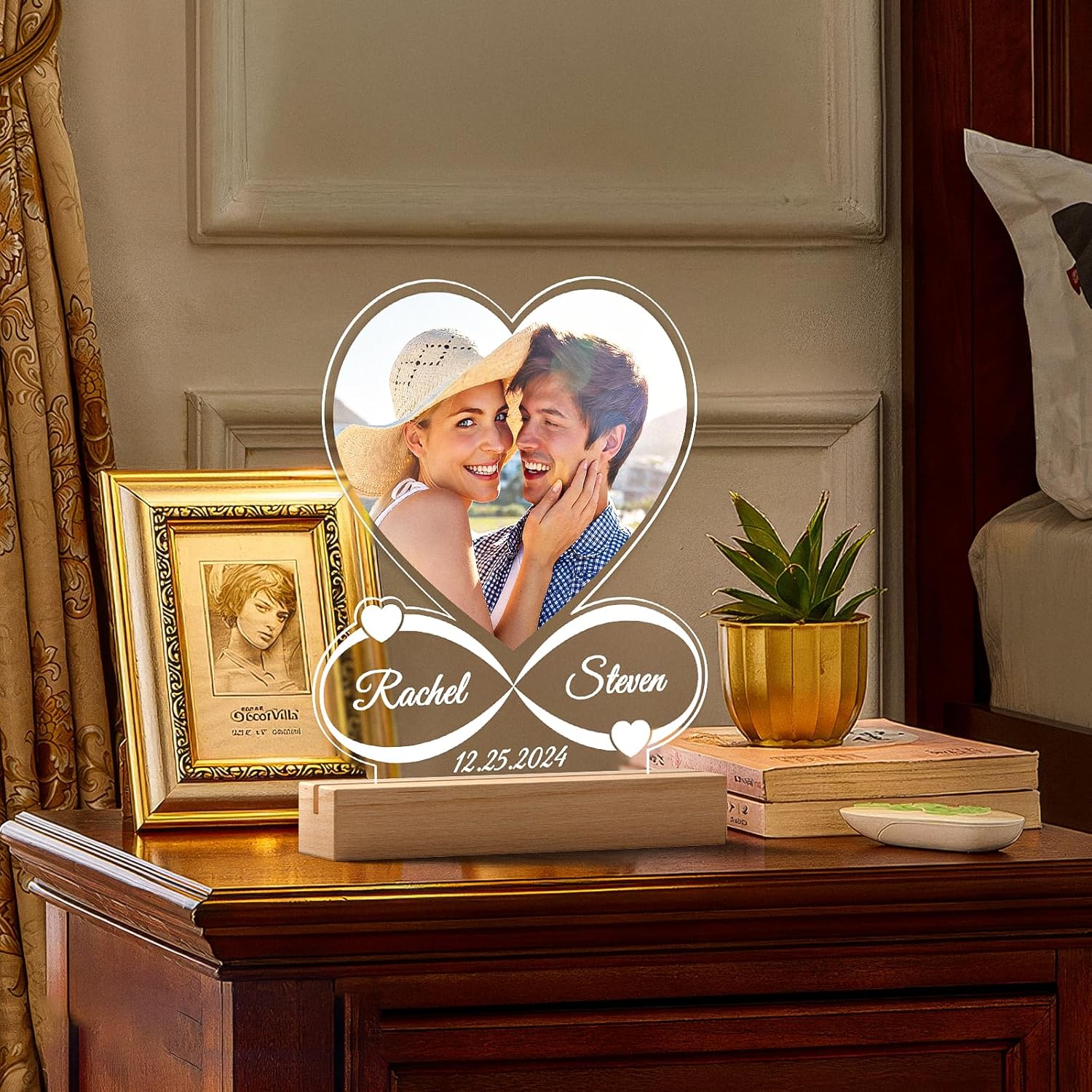 Personalized Custom Photo Text 3D Acrylic Lamp Customized Bedroom Night Light Valentine's Day Wedding Anniversary Birthday Gifts