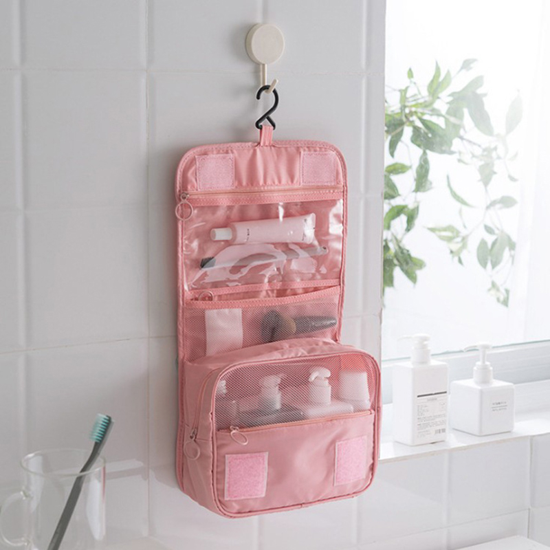 Bolsa de almacenamiento de viaje multifuncional, bolsa de maquillaje de mano de doble capa para mujer, bolsa de aseo de viaje para hombre