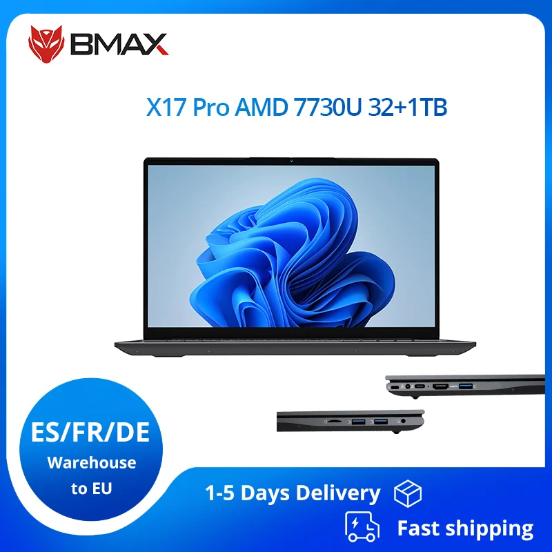 BMAX X17 Pro Windows 11 Pro 2025 Gaming Laptop 32GB RAM 1TB SSD 15.6-inch Ultrabook Bluetooth 5.4 Screen 15.6