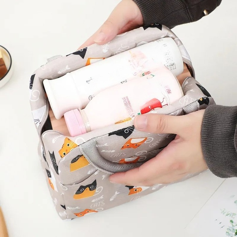 Borsa Bento portatile Borsa per il pranzo in stile cartone animato Borsa isolata Borsa per il pranzo di grande capacità Borsa per il pranzo per impiegati