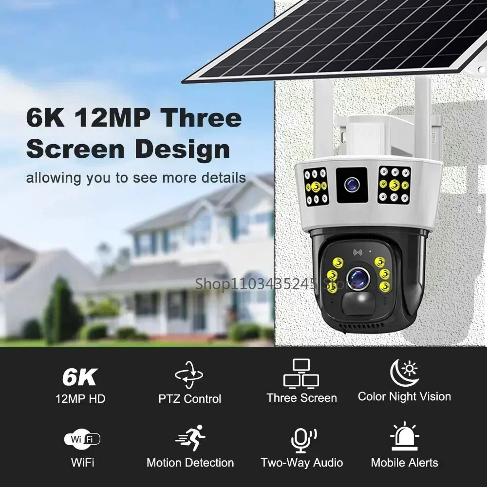 6 k12mp telecamera solare free 256G memory card 4G SIM Card Wifi IP Wireless Security CCTV sorveglianza visione PIR Human Detection Cam