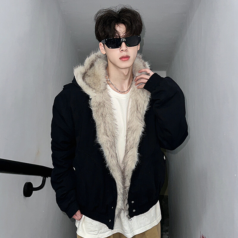 Outono e inverno nova jaqueta jeans solta, design retrô grosso e quente, jaqueta de algodão com capuz, jaqueta masculina ou feminina da moda