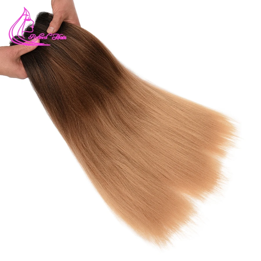 Raffiniertes Haar, vorgedehnt, EZ Braid, synthetisches Ombre-Braun, hellbraune Zöpfe, Extensions, Senegal Twist Yaki, glattes Häkelhaar