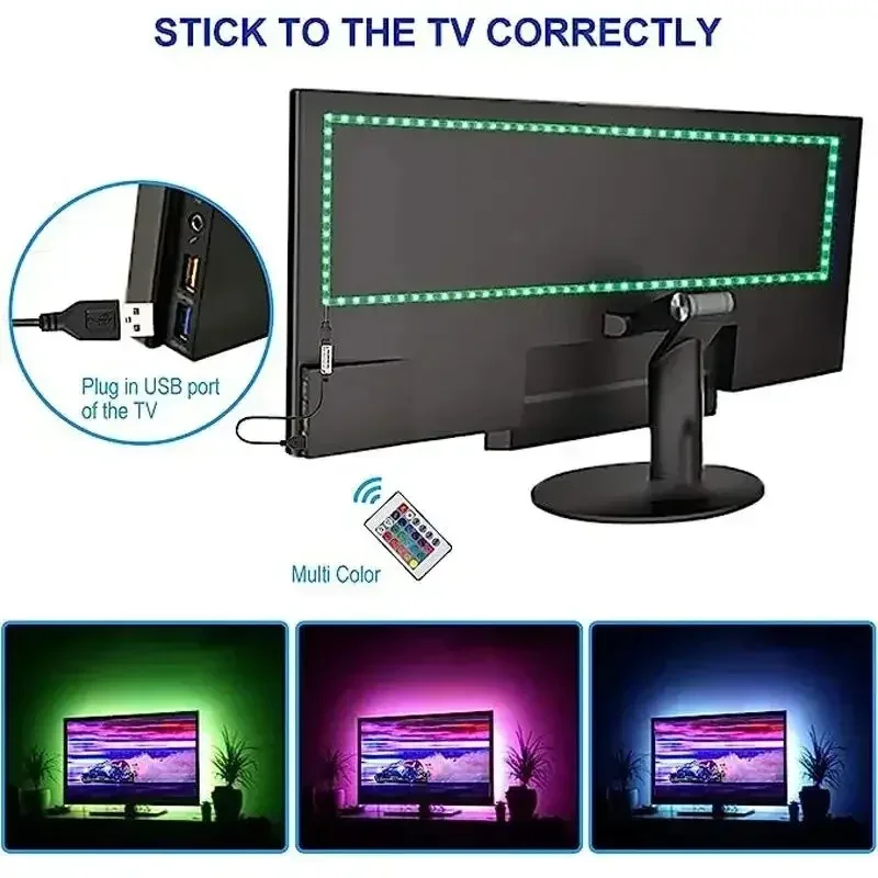 ไฟ RGB 5050แถบไฟ LED ยูเอสบี5โวลต์สายริบบิ้นยืดหยุ่นได้หลอด LED 30 LED/m หรี่แสงได้สำหรับตกแต่งบ้านห้องปาร์ตี้