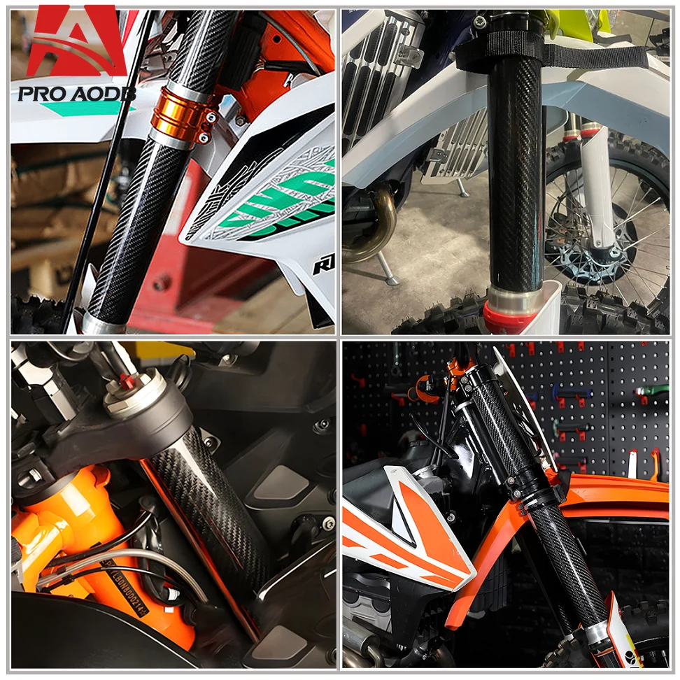 160 ミリメートル-260 ミリメートルオートバイカーボンファイバーフロントフォークショックプロテクターガード KTM ホンダ、ヤマハ、カワサキ、スズキシェルコユニバーサル部品