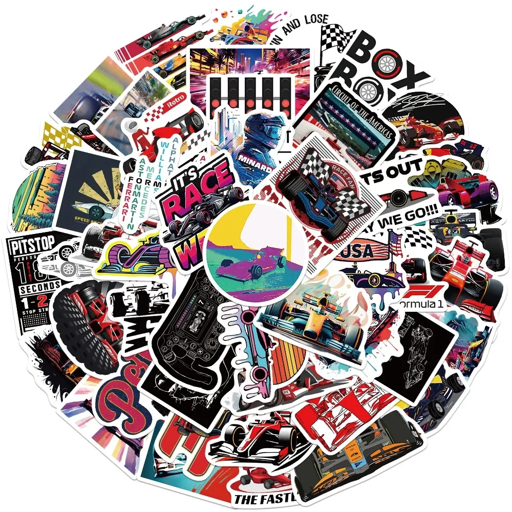 10/30/50pcs F1 Formula One Racing สติกเกอร์การ์ตูนตลก Graffiti Decal แล็ปท็อปสเก็ตบอร์ดรถจักรยานยนต์จักรยานสติกเกอร์
