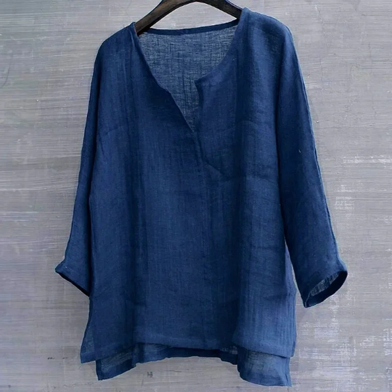 เสื้อเชิ้ตฮาวาย8สี!2023ใหม่เสื้อฮาราจูกุแขนยาวผ้าลินินระบายอากาศสวมใส่สบาย