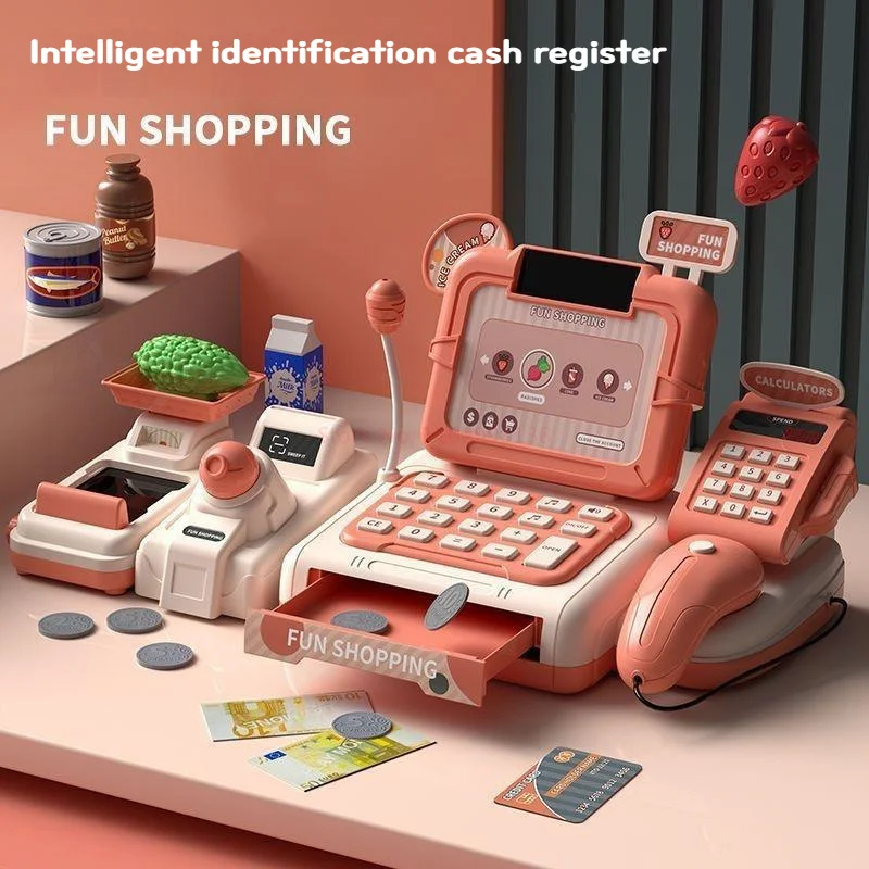 New Children'S Multifunctional Cash Register Can Scan Code Toy Simulation Convenience Store Supermarket Mini Cash Register Girl