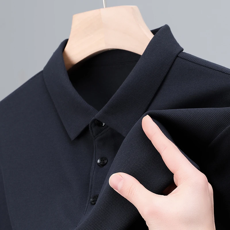 Polo a maniche corte tinta unita Waffle moda uomo estate traspirante confortevole Top