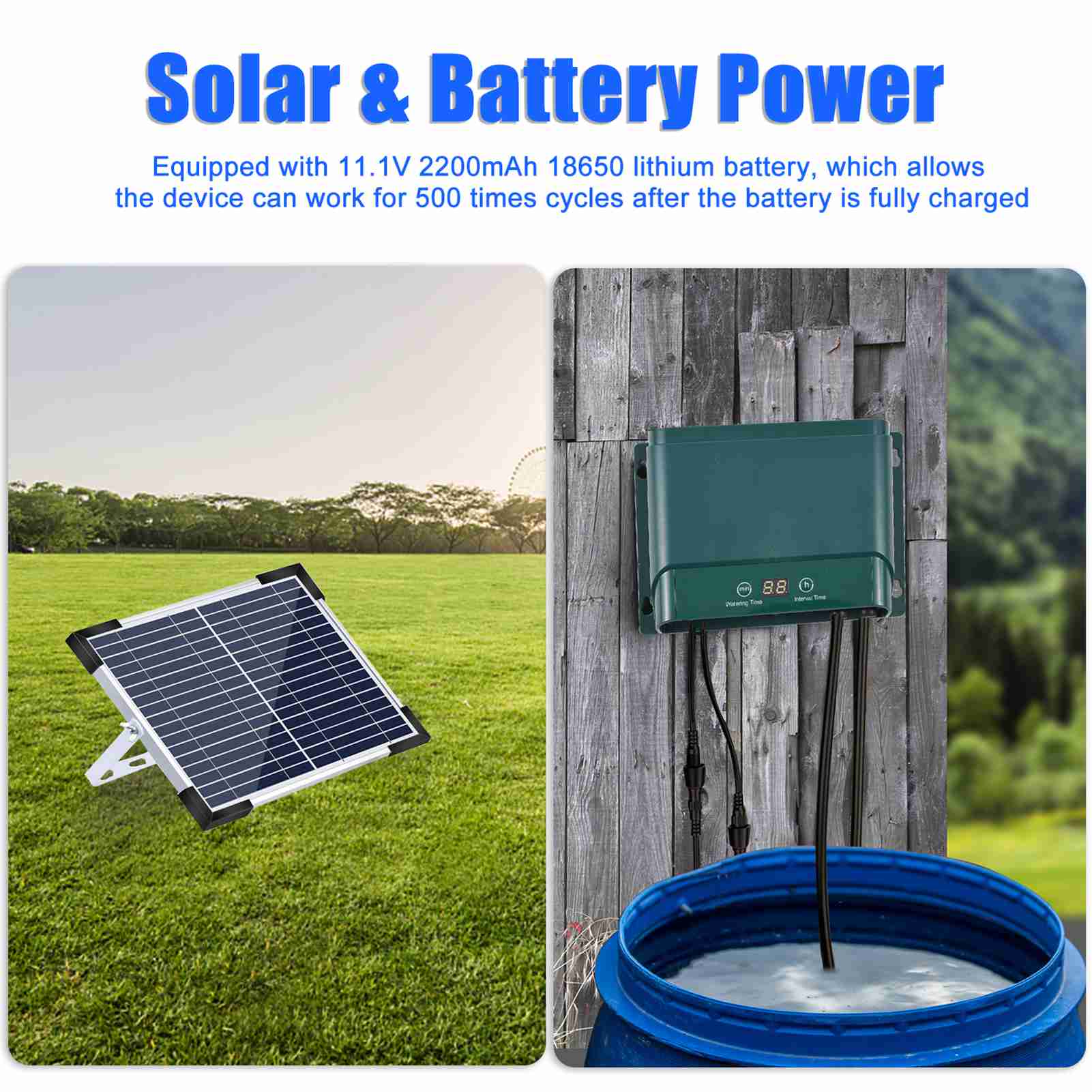 Kit de irrigação por gotejamento automático solar, sistema de irrigação automática para jardim, 7 modos de temporização, 30 modos de rega