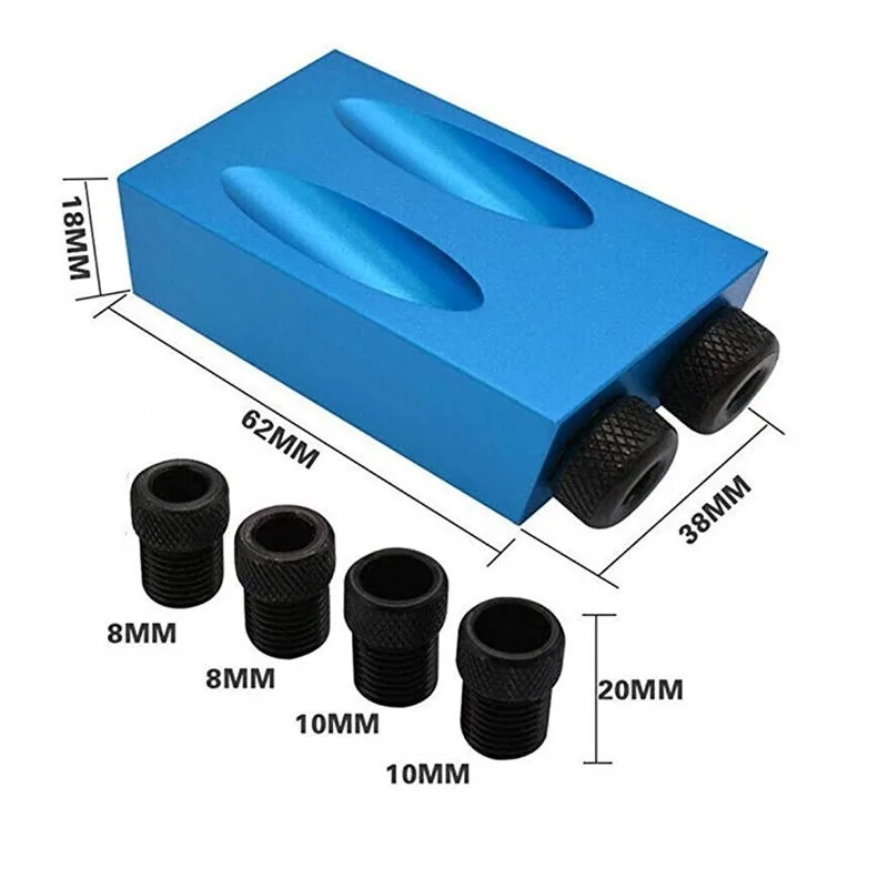 Woodworking Oblique Pocket Hole Locator Jig Kit 15 Degree Angle Drill Guide Set Hole Puncher DIY Carpentry Tools Drill Bits