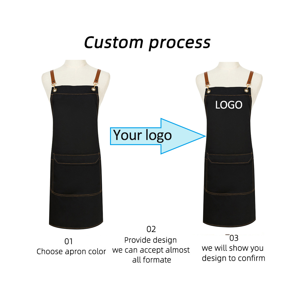 Apron Custom Logo Fee For Print Logo Kitchen Apron Chef Work BBQ Restaurant Bar Coffee Hairdresser Pet Shop Cloak Waiter Bib