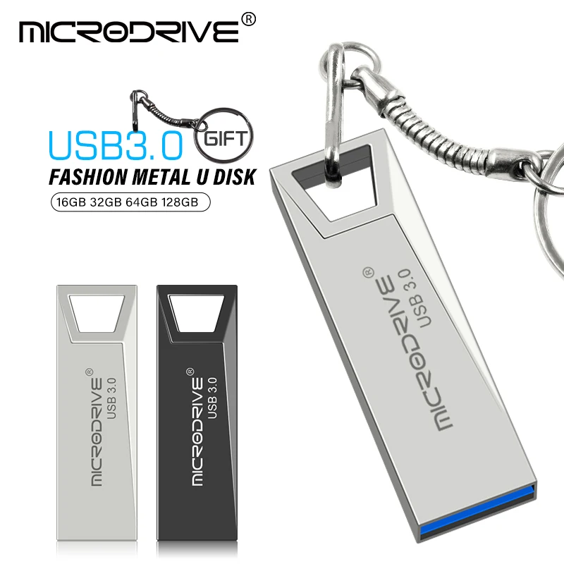 Hochgeschwindigkeits-USB 3.0-Mini-Flash-Laufwerk aus Metall, 16 GB, 32 GB, 64 GB, 128 GB, wasserdichtes USB-Laufwerk, Stift-Speicher-Sticks mit Schlüsselanhänger