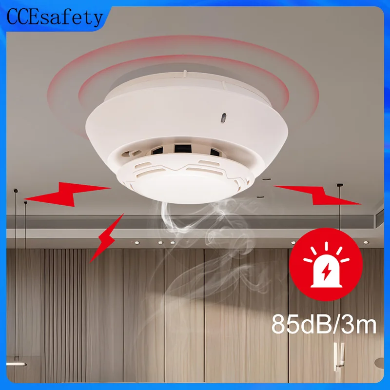 SD302 Rilevatore di fumo 10 anni Sensore di fumo Allarme di fumo Batteria sostituibile Pulsante di disattivazione per Home Office Hotel School Restaurant