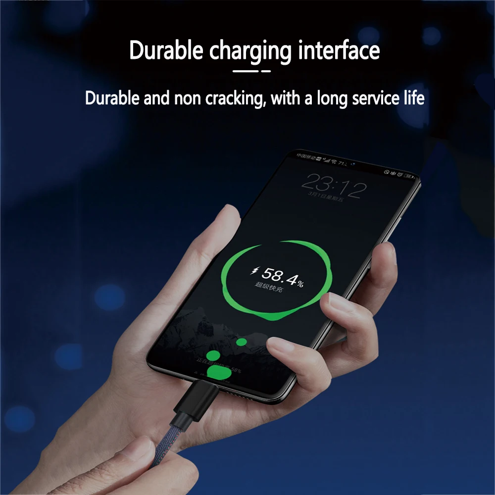 USB A zu Typ C Denim Datenkabel geeignet für Android Samsung HuaWei Typ C Schnellladekabel USB C Handy Aufladen 1M