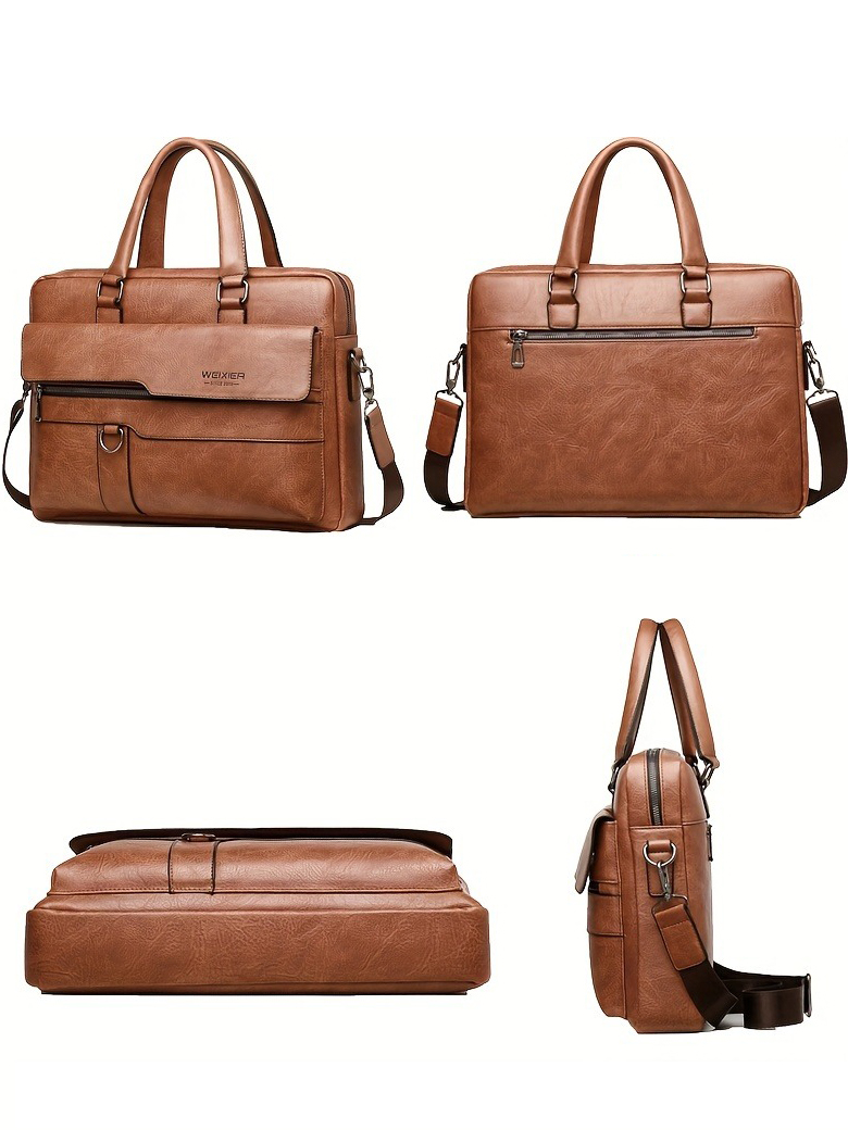 Retro Herren Aktentasche Hochwertige Business Handtasche PU Leder Computertasche für 14-Zoll Laptop Umhängetasche Messenger Bag