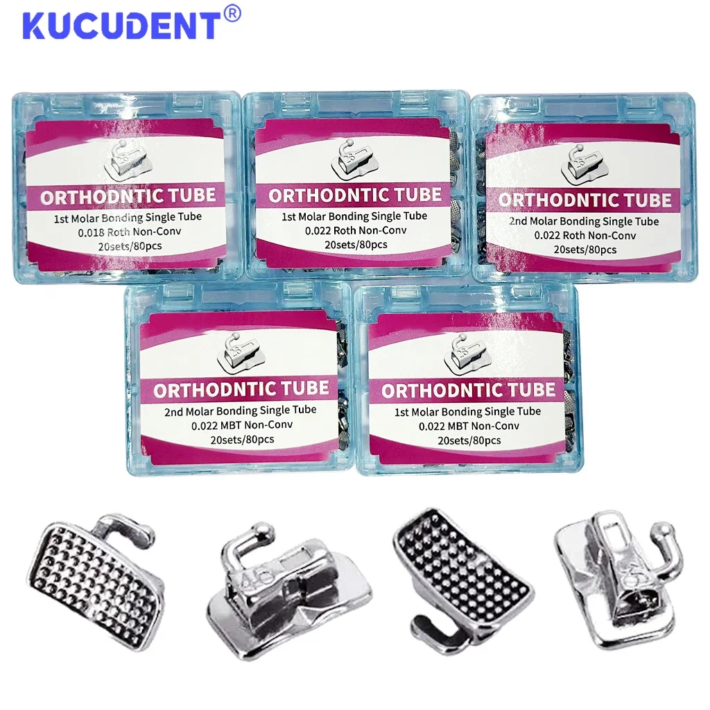 KUCUDENT 80 PCS/20 ชุดทันตกรรมจัดฟัน Buccal หลอด Monoblock 1st/2nd Molar Roth/MBT 022/018 Non-Convertible ทันตกรรมวัสดุ