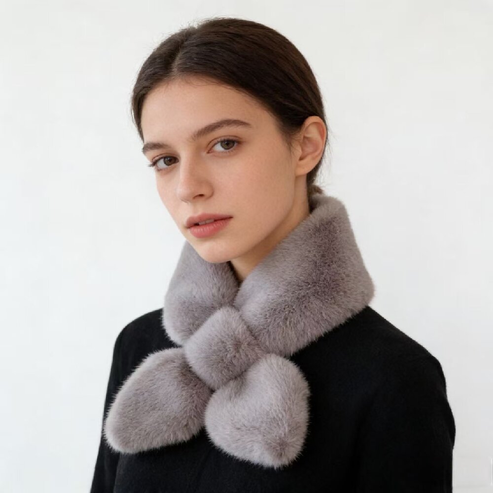 Fake Rabbit Fur Collar Scarf Women Keep Warm Thickening Fur Sjaal Colorful Cross Winter Scarf Autumn Winter Fake Fur Plush Elega