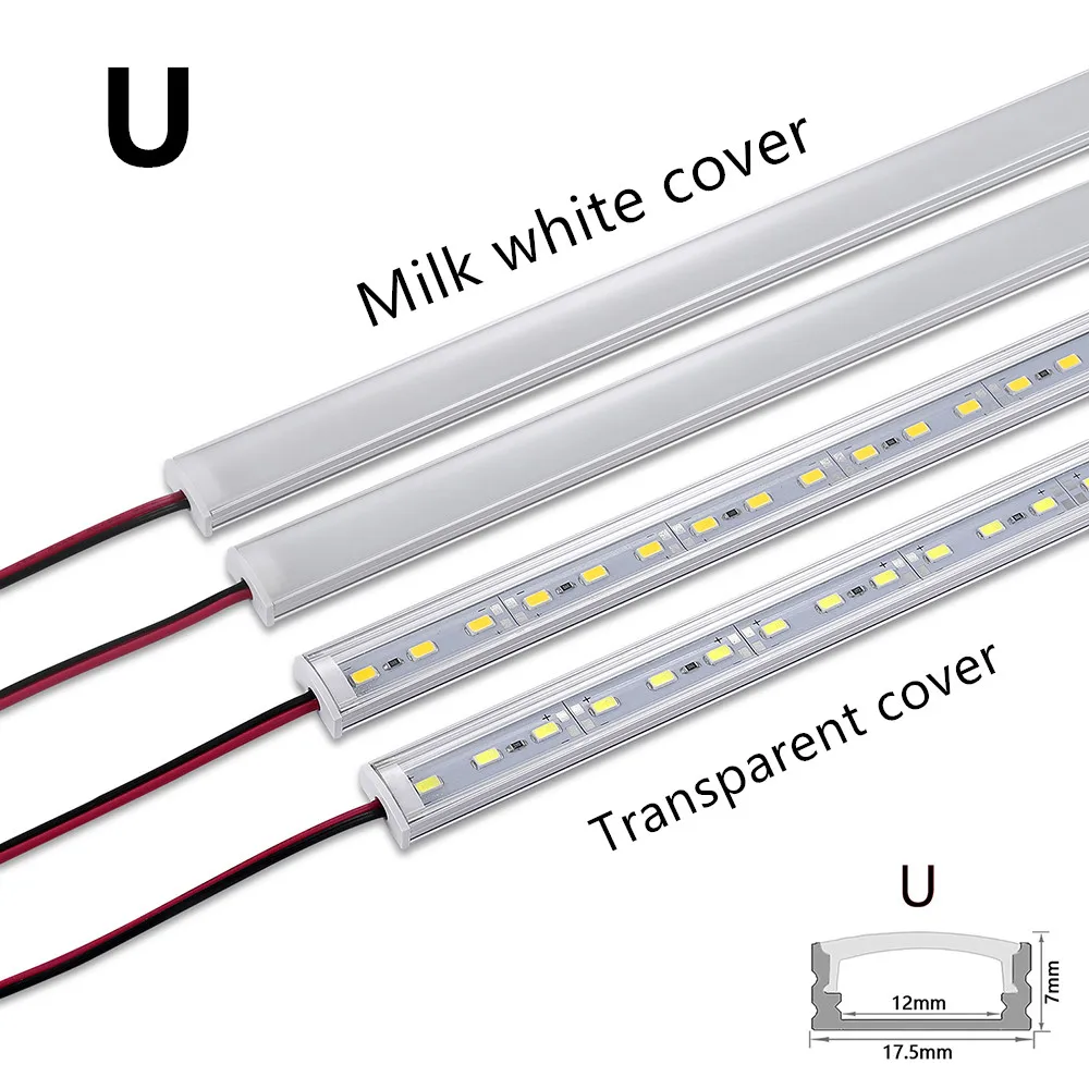 LED อลูมิเนียมแถบแสงแข็ง DC12V 50 ซม.20 นิ้ว U/V-shape 5730 36LEDs LED ช่องอลูมิเนียมไฟตกแต่งบ้าน