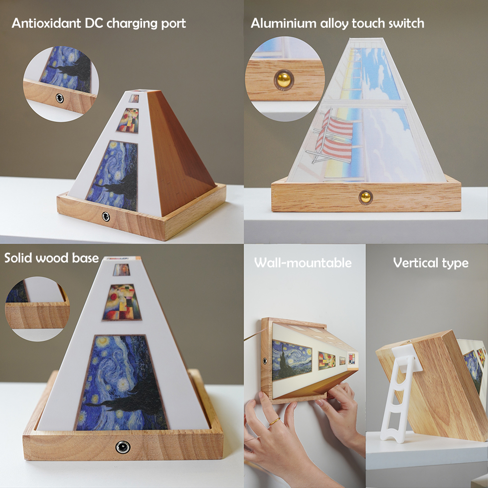 Olho nu 3d visual night light lâmpada de parede arte óptica atmosfera lâmpada de parede 3 cores luz de pintura montada na parede