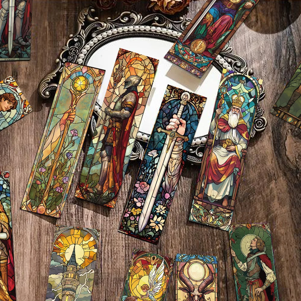 30 Stück Tarot-Buntglas-Lesezeichen, einzigartiges Design, einfacher kreativer künstlerischer Stil, exquisite Handwerkskunst, praktische Haftnotizen
