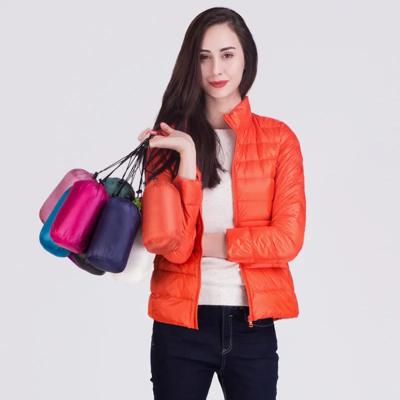Weibliche Ultra Leichte Packbare Puffer Mäntel 2023, Neuheiten Mode Stehen Kragen Koreanische Slim Fit Frauen Büro Dame Mantel
