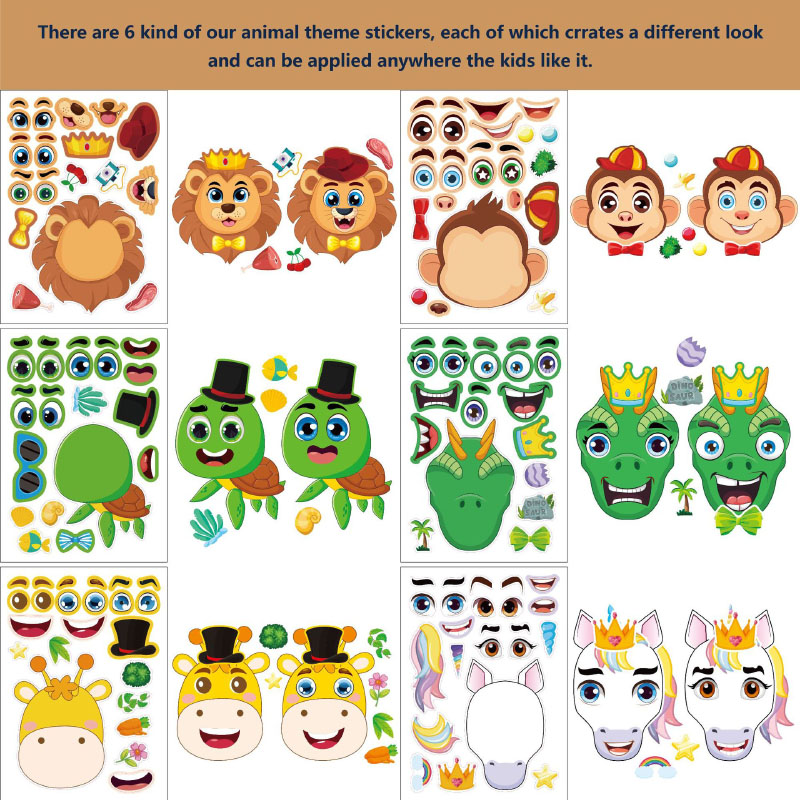 Make A Face ステッカー 子供用 DIY 独自のクリスマスツリーを作る サファリ 海 ファンタジー 動物 パズルステッカー 男の子 女の子 ギフト おもちゃ