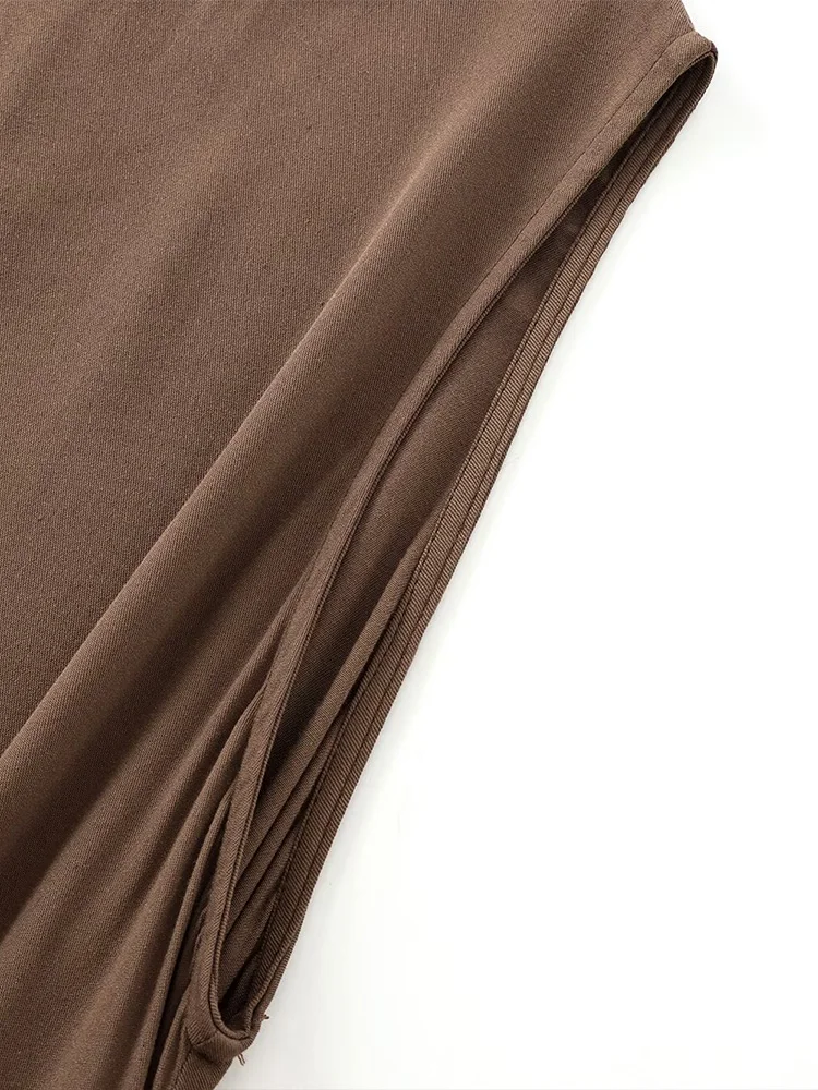 2024 Herbst und Winter Neuankömmlinge Damen einfache lose Rundhals ausschnitt ärmellose Weste Langrock Midi kleid