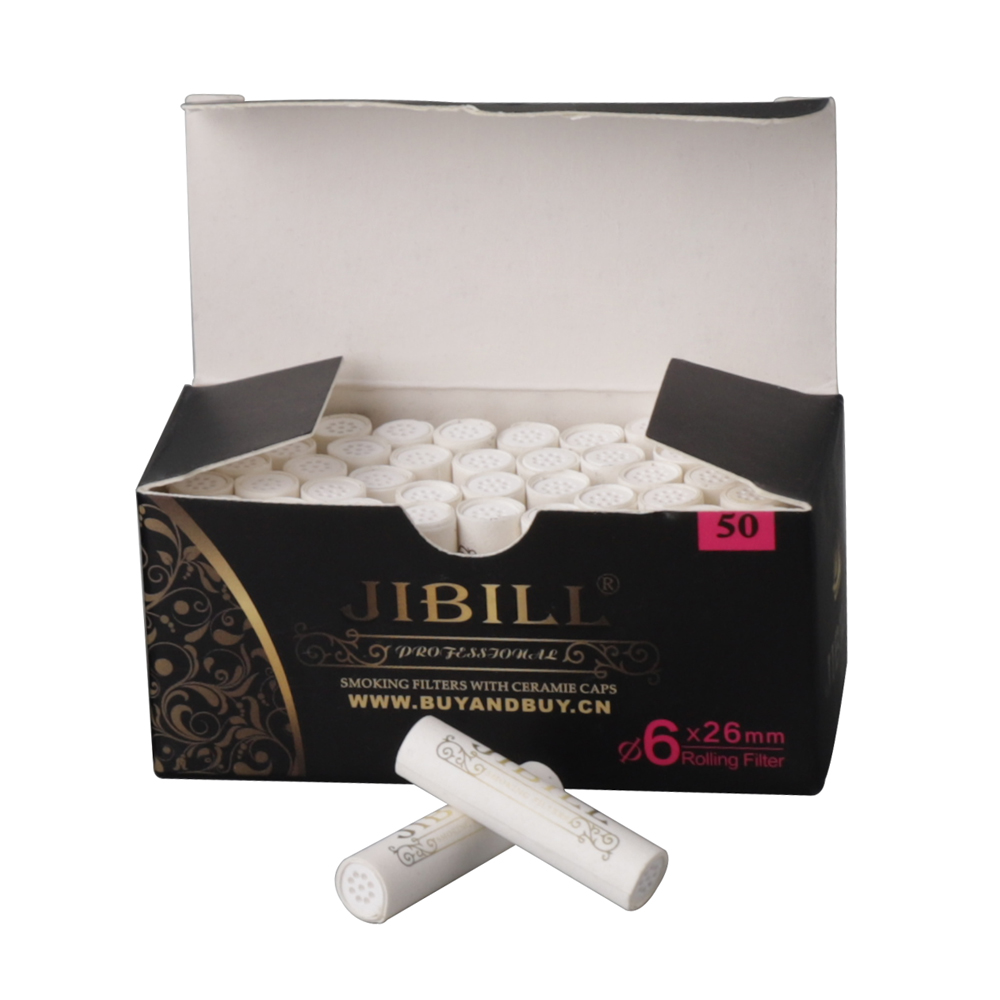 50Pcs Tobacco Smoking Pipe Filters 6mm Activated Carbon Tube Paper Filter Double Ceramics Sided Smoking Active Charcoal Tools