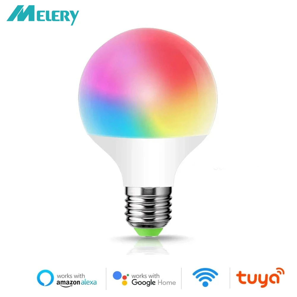 Melery Wifi inteligente E27 bombilla LED G95 12W equivalente 100-240V blanco frío cálido RGB cambio de Color lámpara de punto Alexa Google Home