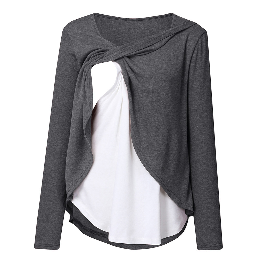 Ropa de maternidad para embarazadas, Tops de lactancia, camiseta de lactancia, camisetas de maternidad para embarazo, camisetas de Color sólido, camisa de verano