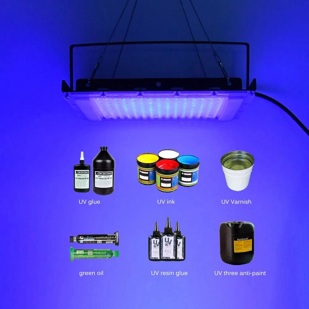 100W 300W purple light 365nm 395nm 405nm UV curing lamp fluorescent detection lamp shadowless glue curing lamp green oil resin