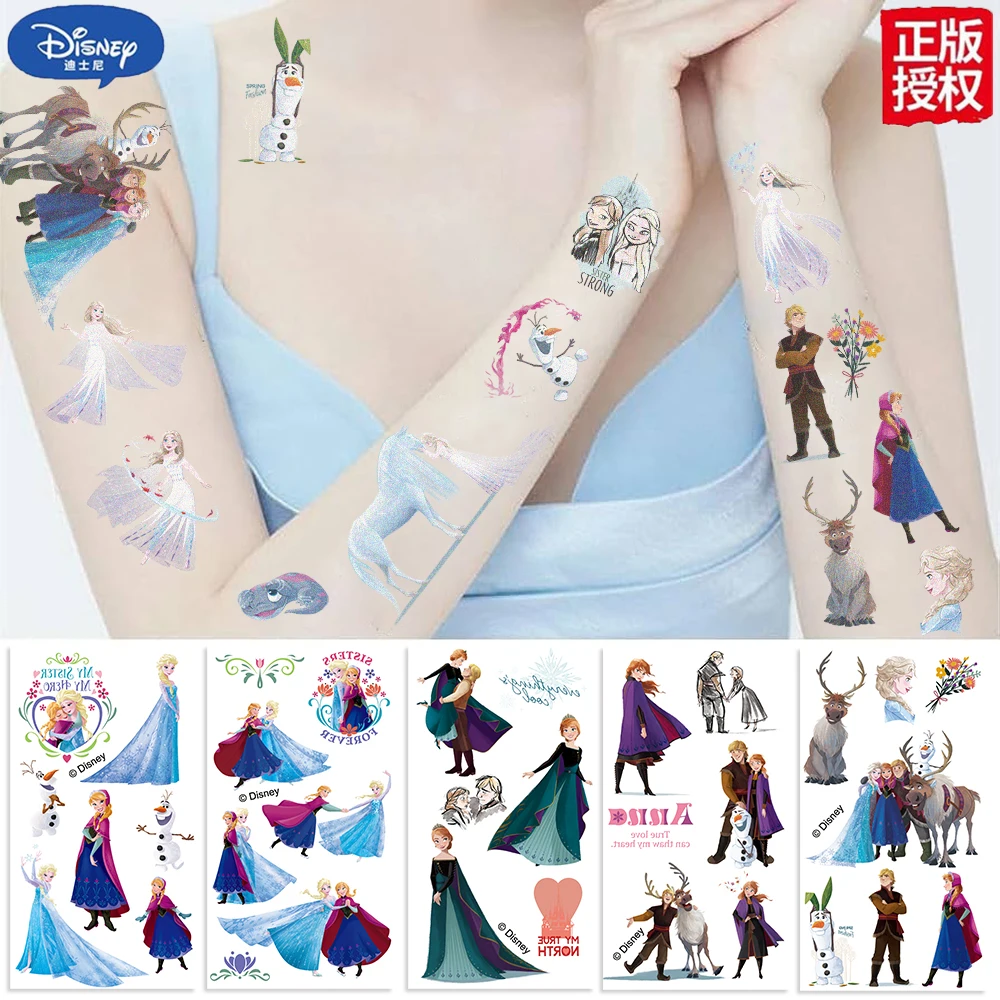 10 Uds. De pegatinas de tatuaje Frozen Elsa, tatuajes temporales para niños, suministros para fiesta de cumpleaños, recuerdos, tatuajes bonitos, pegatinas de decoración