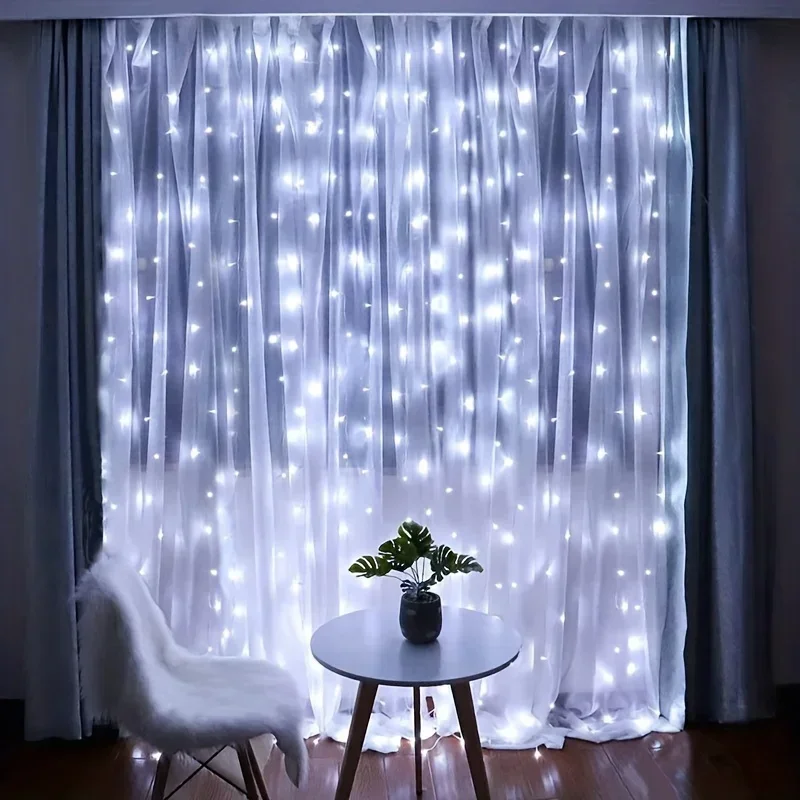 รีโมทคอนโทรล USB ไฟ Fairy 3 4 6 เมตร LED Curtain String Lights สําหรับคริสต์มาสหน้าแรกตกแต่งห้องนอนงานรื่นเริง