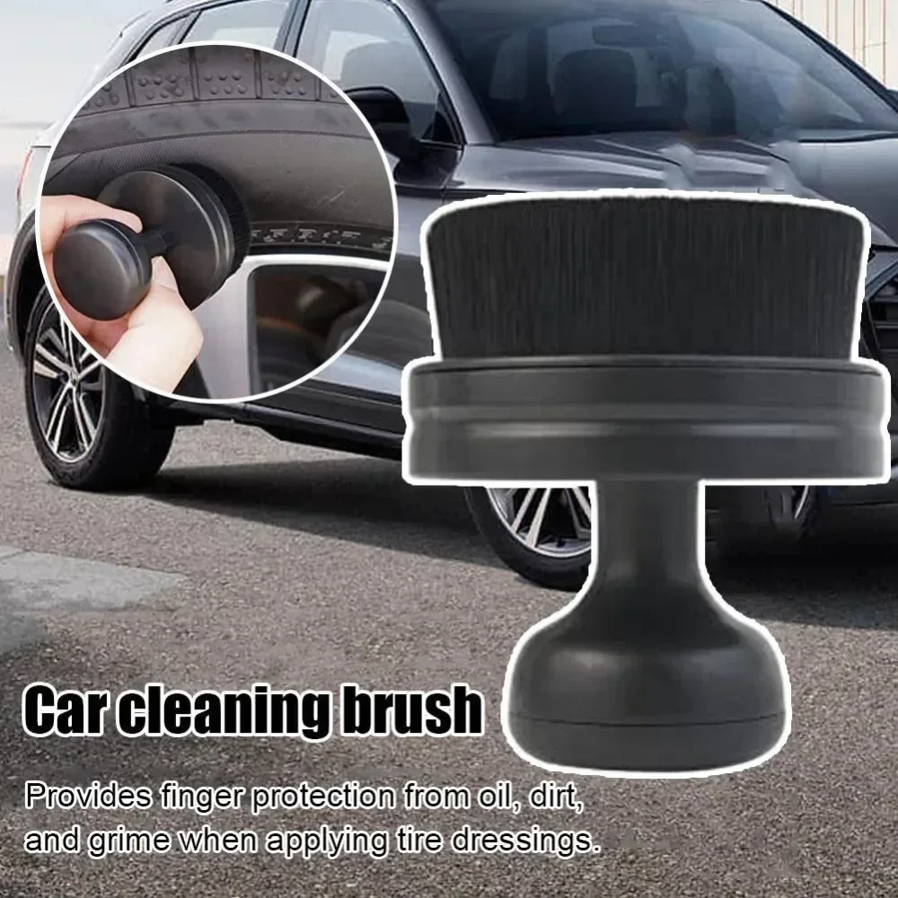 Cepillo para detalles de automóviles, cepillo portátil para neumáticos de coche con cubierta de sellado, cepillo para detalles suaves de alta densidad para brillo de neumáticos, cera para el cuidado del coche