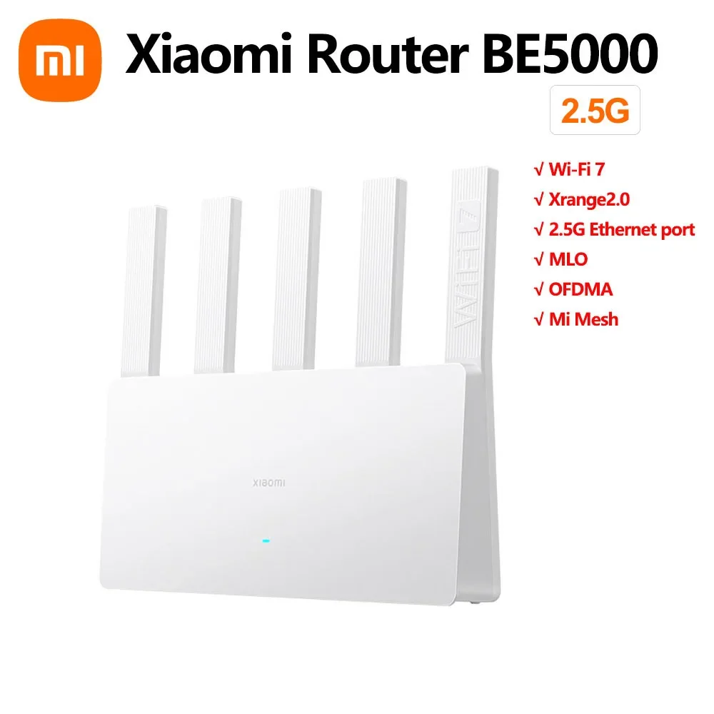 Xiaomi roteador be5000 wifi 7 2.5g 5011mbps porta de rede 512mb memória 2.4/5ghz dupla banda larga acesso rede proteção segurança
