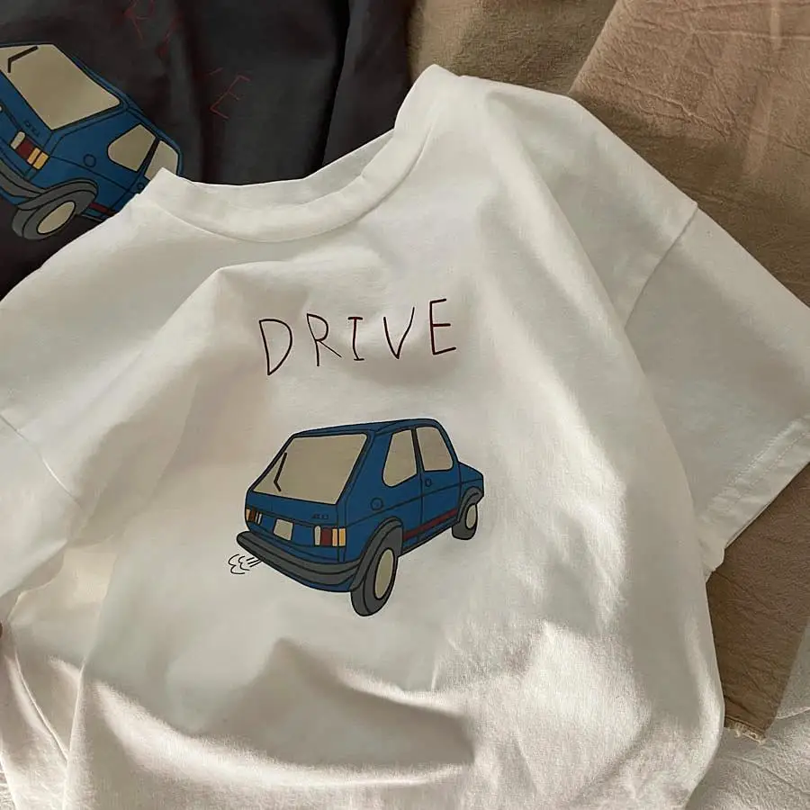 ソリッドカラー Prnted 半袖 Tシャツ夏服男の子ルーズカジュアル O ネック Tシャツ子供服ベビーボーイ Tシャツトップス