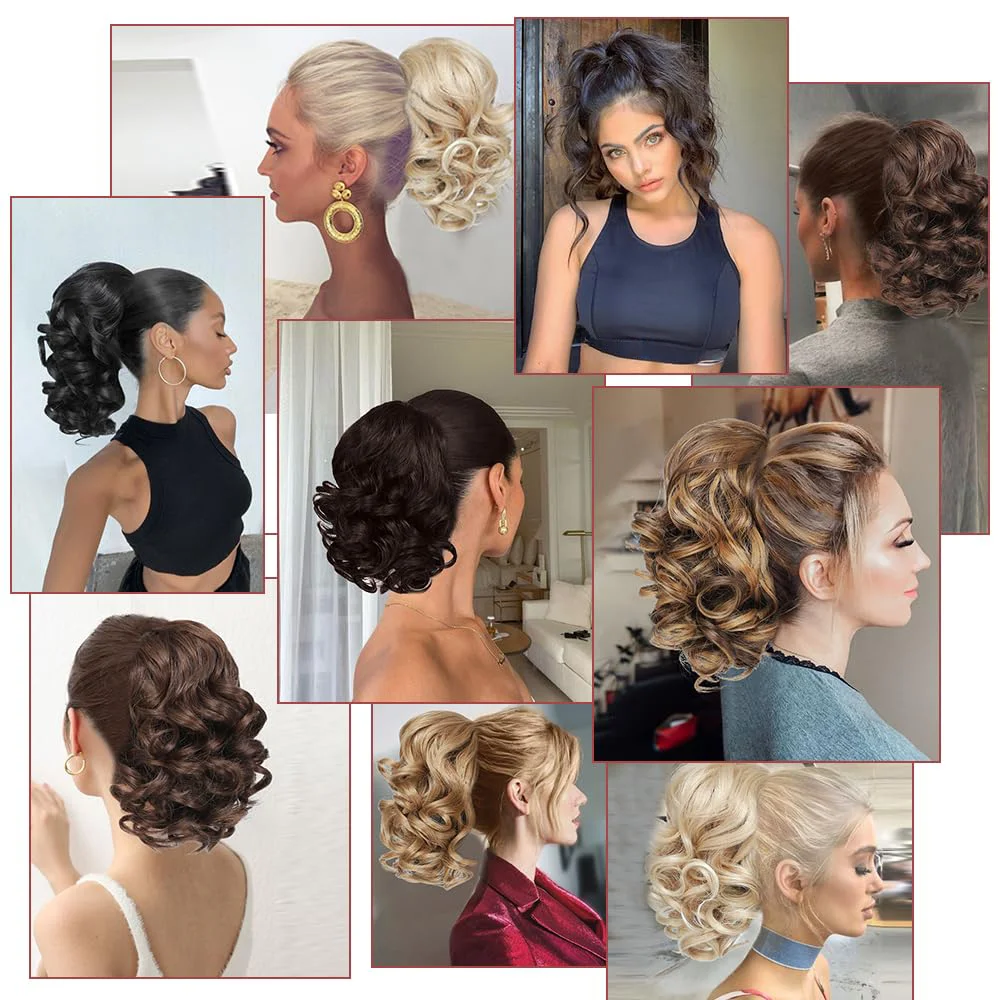 Grampo sintético curto dos extensões do rabo de cavalo do cordão encaracolado em extensões do cabelo elegante para o uso diário