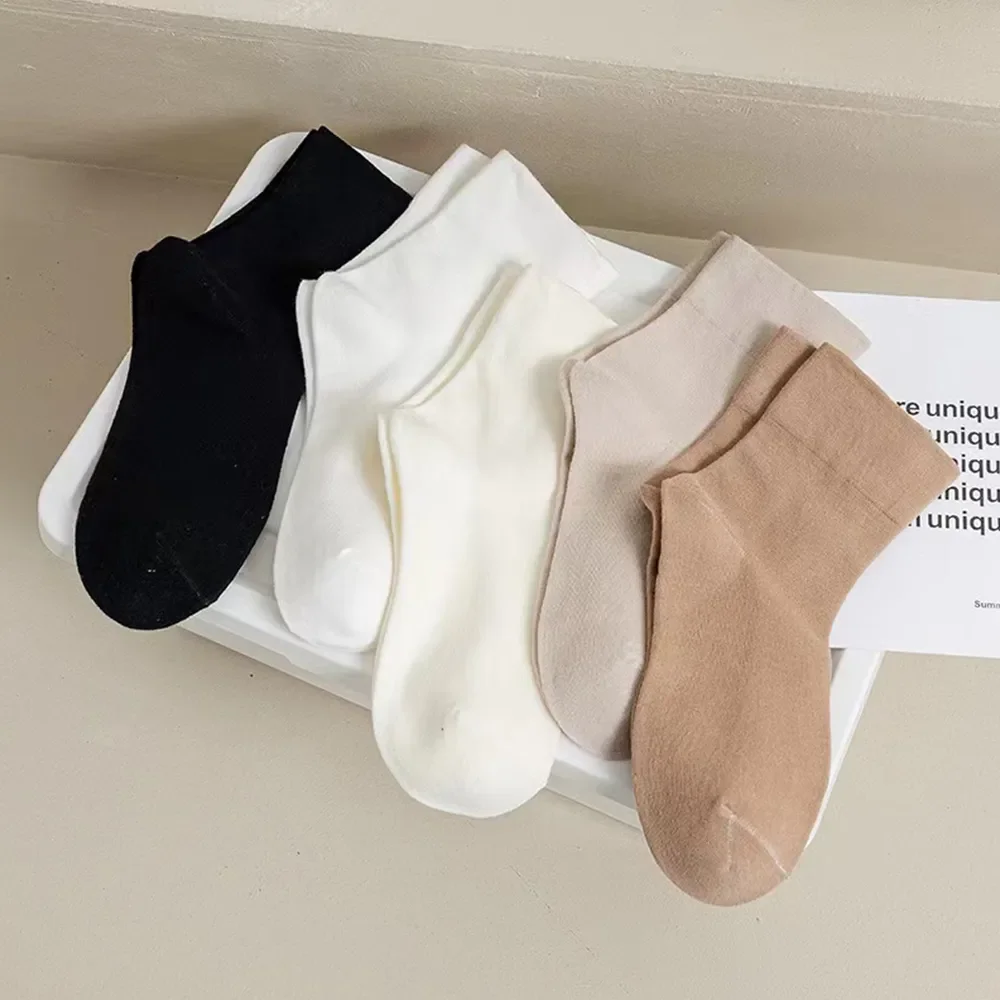 Meias meio tubo em torno do pescoço para mulheres, respirável, casual, macio, desossado, moda japonesa, alta qualidade, outono, 5 pares