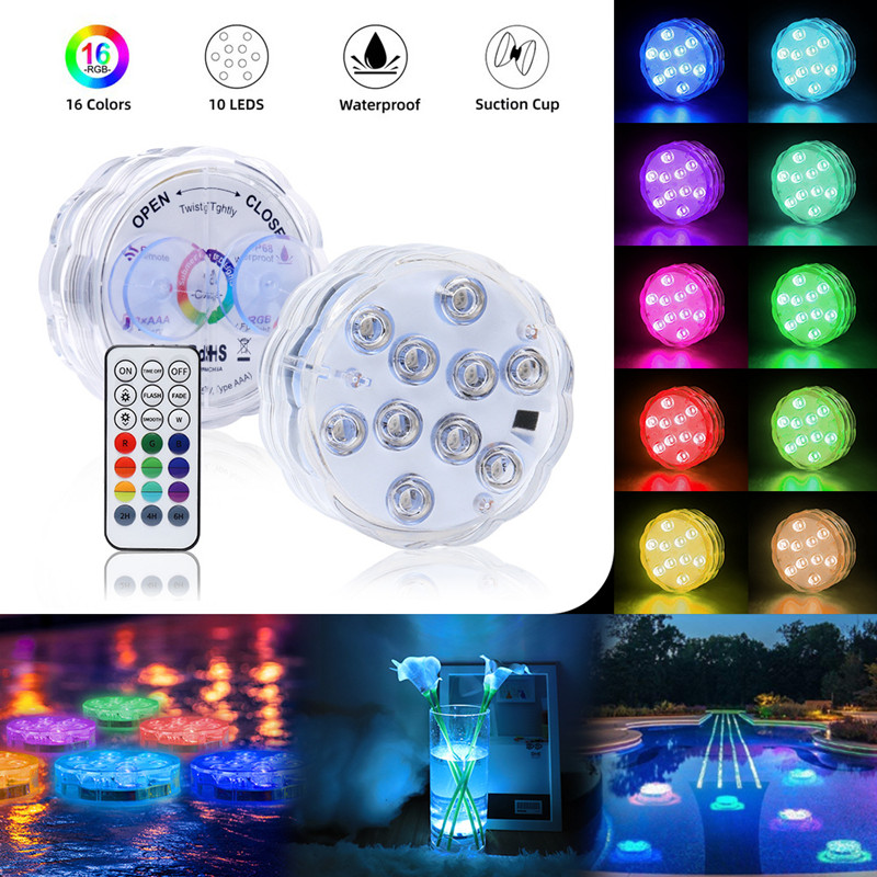 IP68 Chống Nước Nhiều Màu Chìm Đèn LED Dưới Nước Đèn Ngủ Đèn Bình Bát Đảng Cưới Trang Trí Giáng Sinh