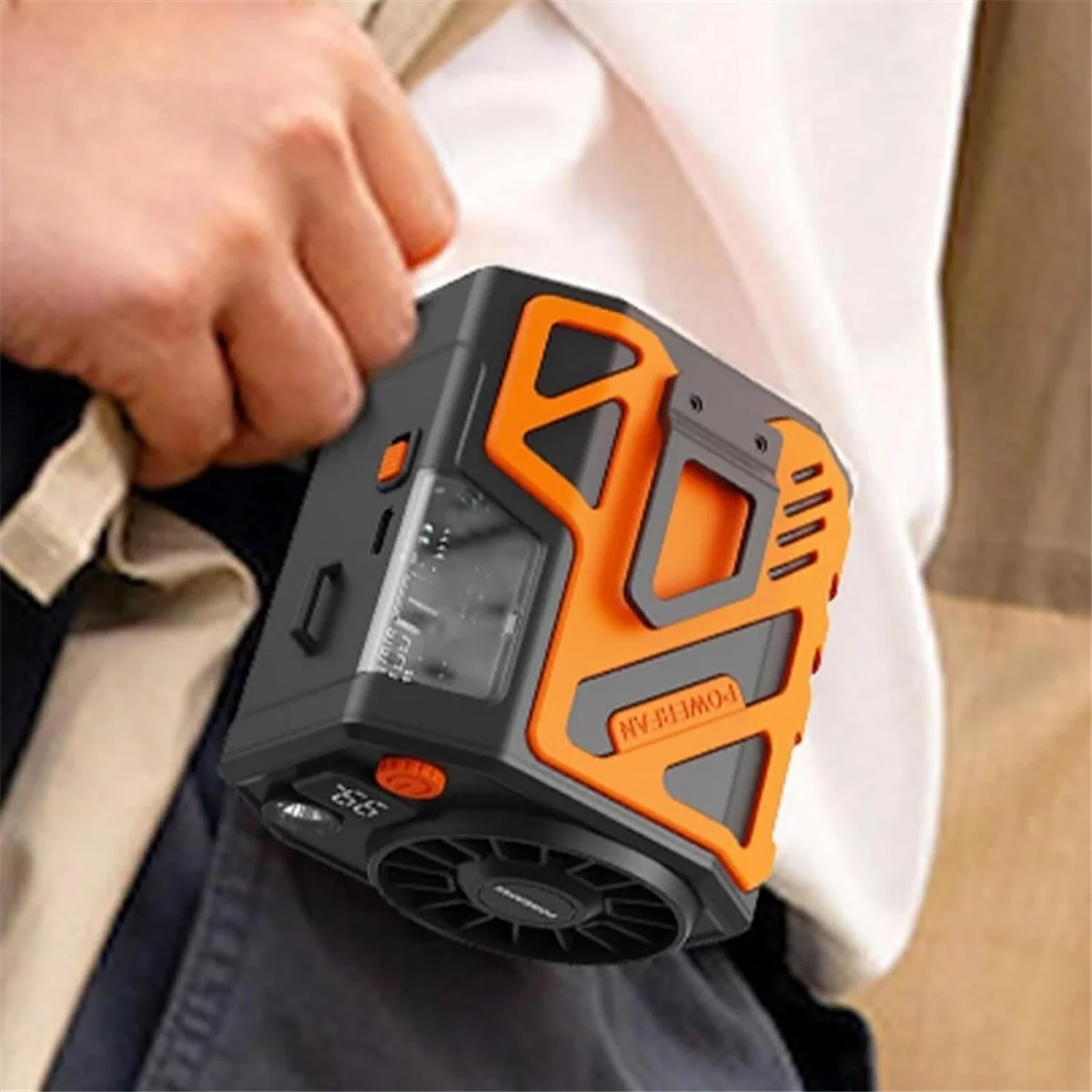 BAAU Portable Neck Fan - Korean Style, USB Charging, Quiet Operation with Digital Display, Mini Waist Fan for Outdoor Use B
