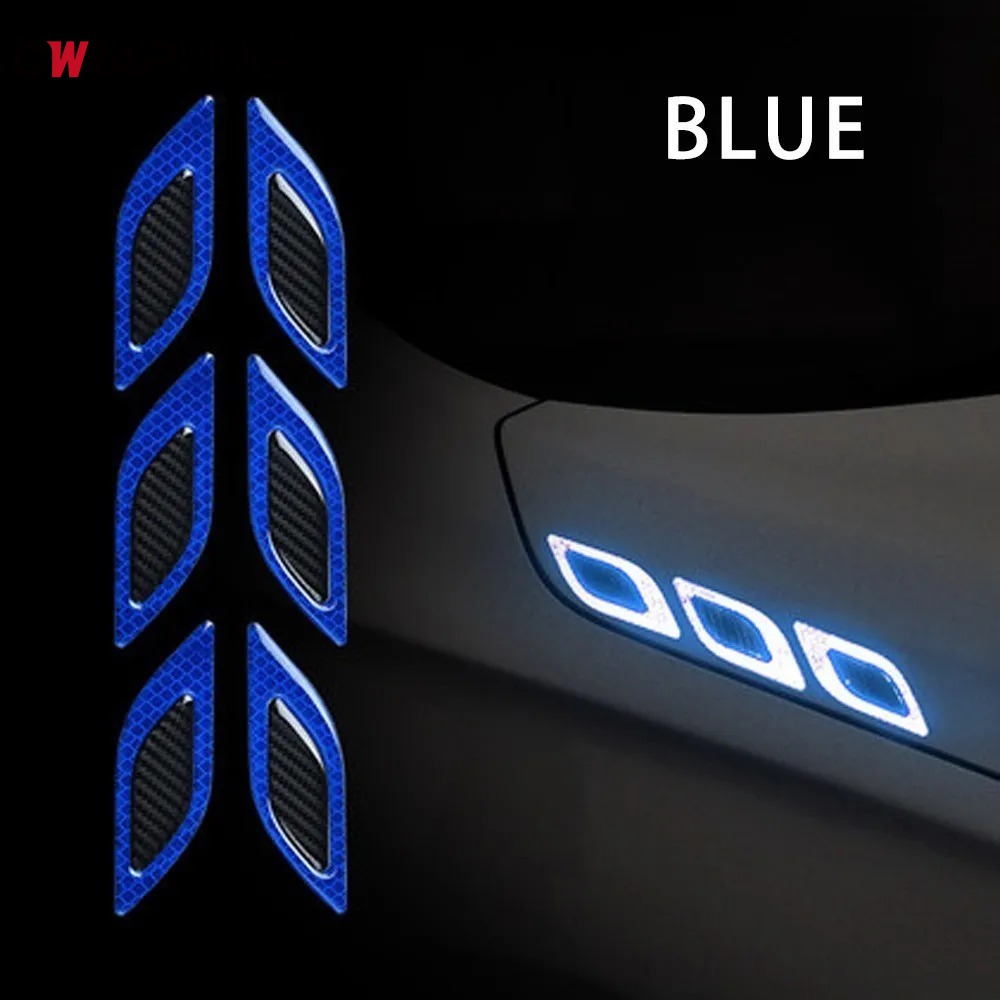 6pcs/Set Car Reflective Stickers Anti-Scratch Safety Warning Sticker for Moto Truck Auto Motor Exterior Decorative Accessories