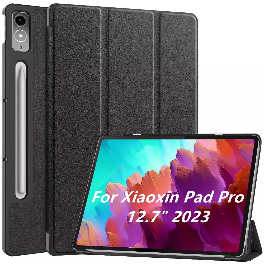 Para Lenovo Xiaoxin Pad Pro 12,7 pulgadas 2023 TB-370FU soporte triple funda para tableta inteligente para Lenovo Tab P12 funda 12 7 funda