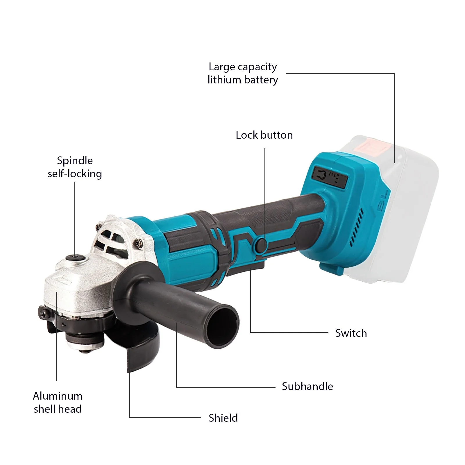 1000W 125Mm Borstelloze Elektrische Haakse Slijper 3 Speed Grinder Snijmachine Houtbewerking Elektrisch Gereedschap Voor Makita 18V Batterij