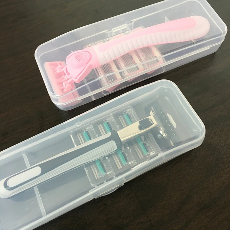2 ピース/ロット男性ユニバーサルシェーバー収納ボックスハンドル完全透明プラスチックケースかみそりボックス環境に優しいシェービングボックス高品質