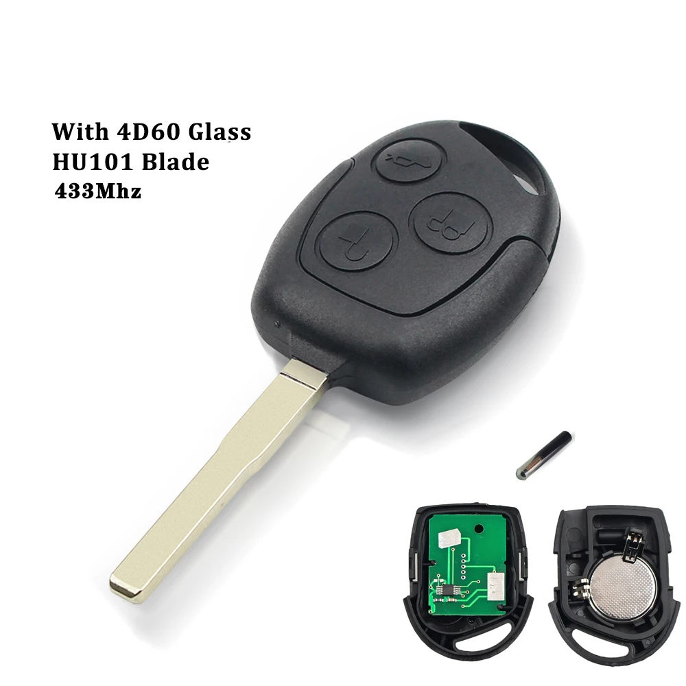 KEYYOU llave remota de coche 433MHz 4D60 Chip para FORD Focus Fiesta Mondeo Fusion Transit KA 2001 2002 2004 2005 2006 2007 2008