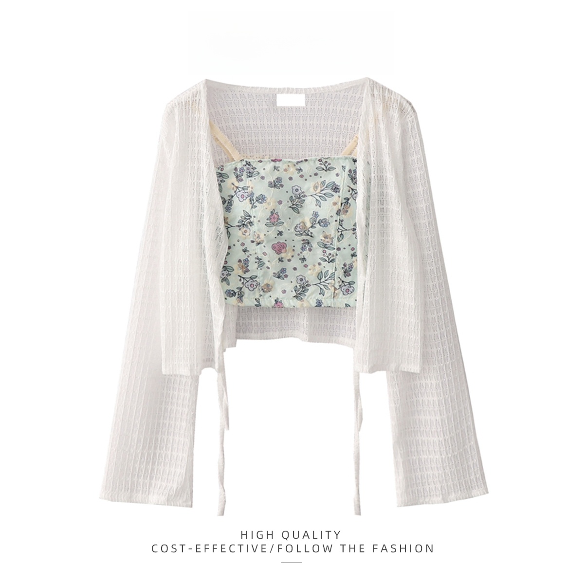 PAIXIANG 夏薄いニット日焼け防止カーディガン女性の甘いスタイル V ネックノースリーブラップドレスアウターカバーアップ