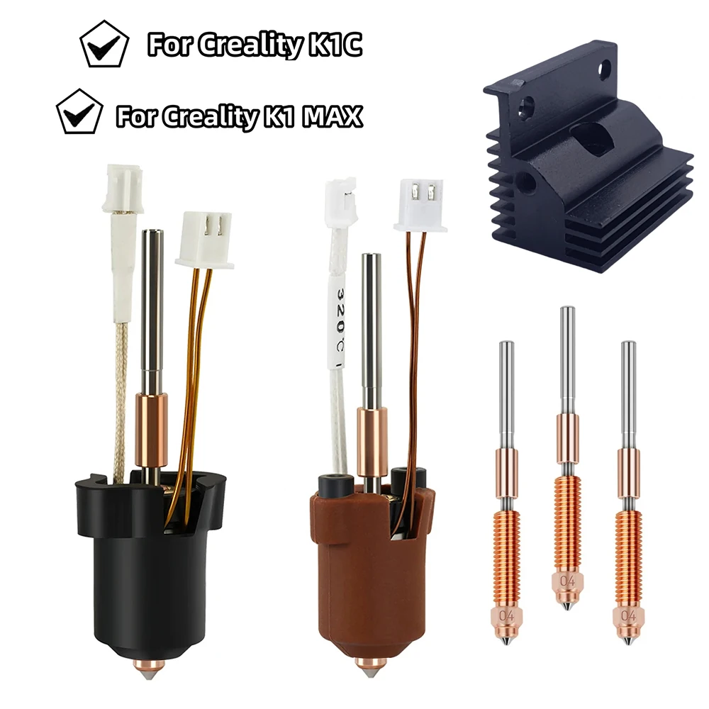 Для Creality K1c Сопло K1 Max Hotend Kit Сопло из закаленной стали Быстрая замена Универсальная биметаллическая терморазрывная насадка с высоким расходом
