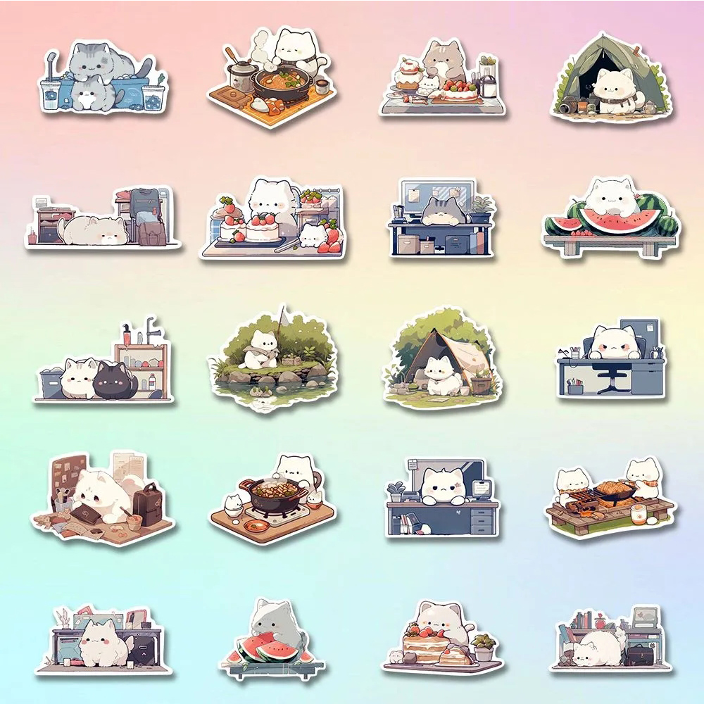 10/30/54 個かわいい動物猫ステッカー美的装飾デカール防水 DIY 電話ラップトップ防水かわいいステッカー子供のための
